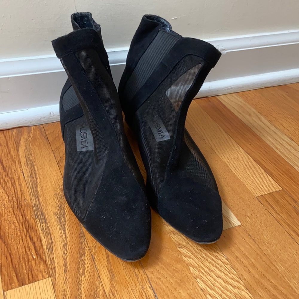 Academia Black Seude & Mesh Booties Size 7
